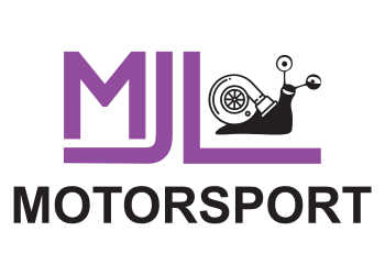 Company logo. MJL in capital letters in purple colour. Turbo snail in black colour,  with big eyes and turbo attached instead of shell. Motorsport in capital letters underneath.