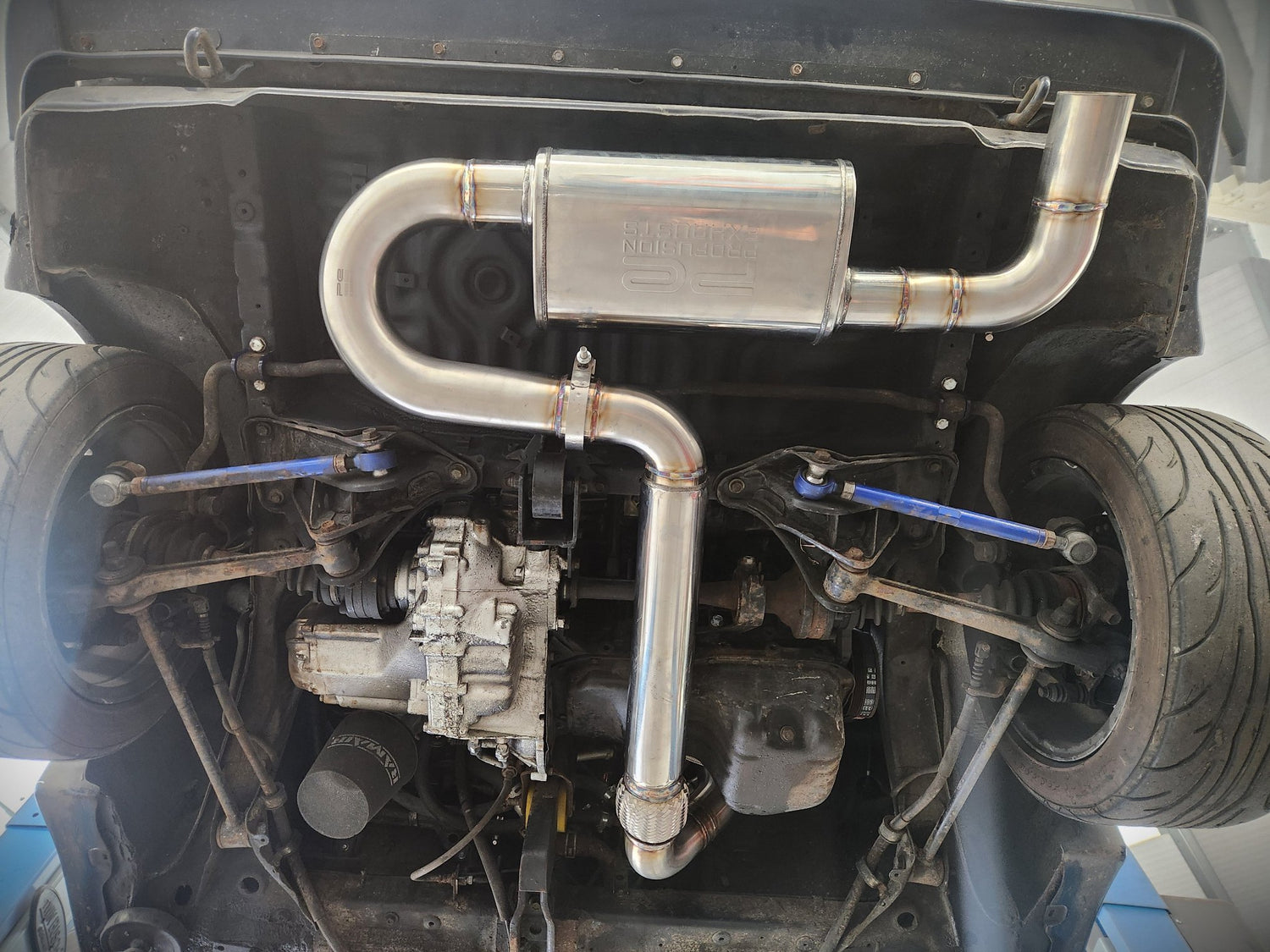 Bespoke TIG welded back purged exhaust system fitted to Toyota MR2 MK1