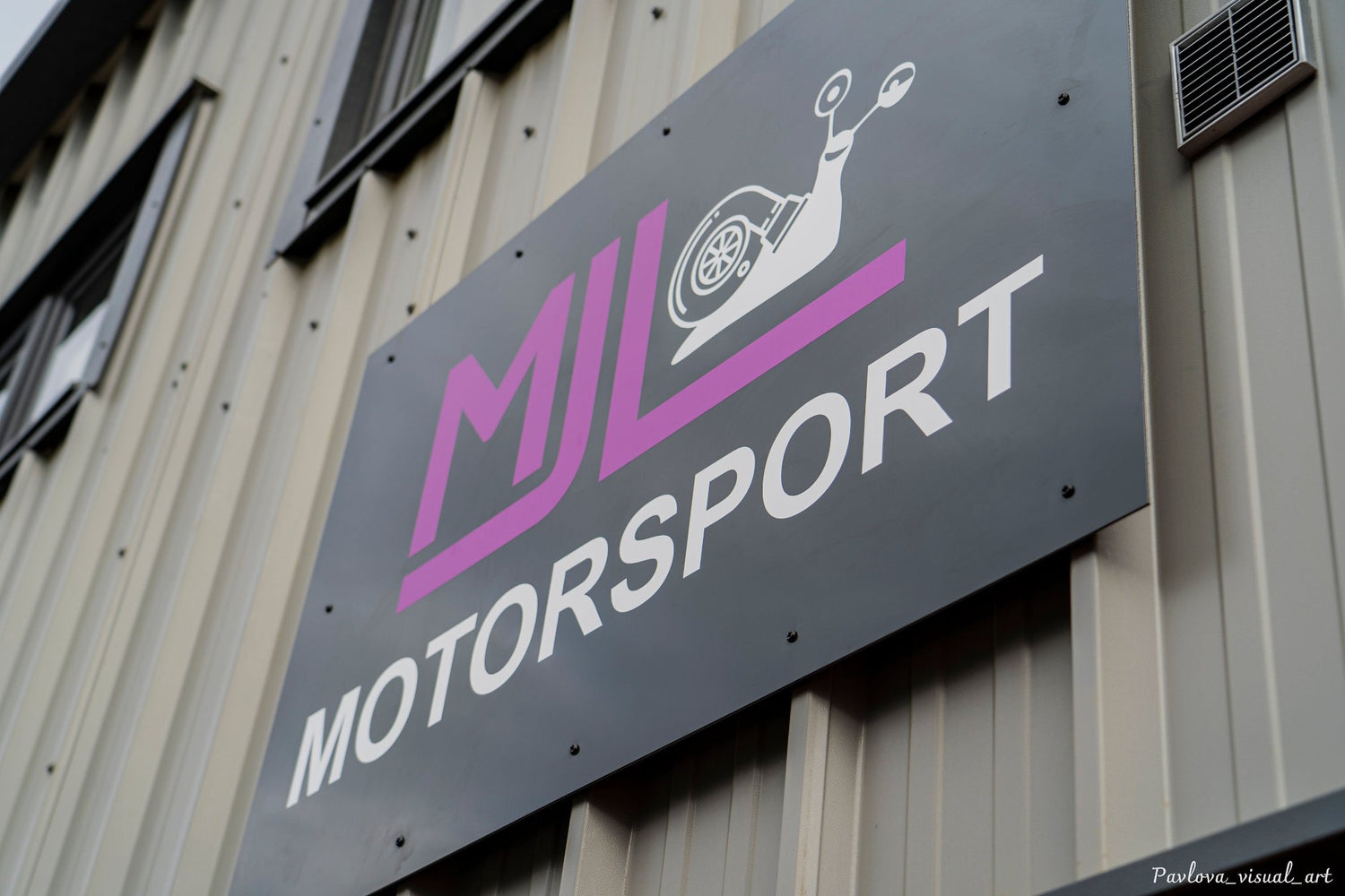 MJL Motorsport fascia, purple and white logo