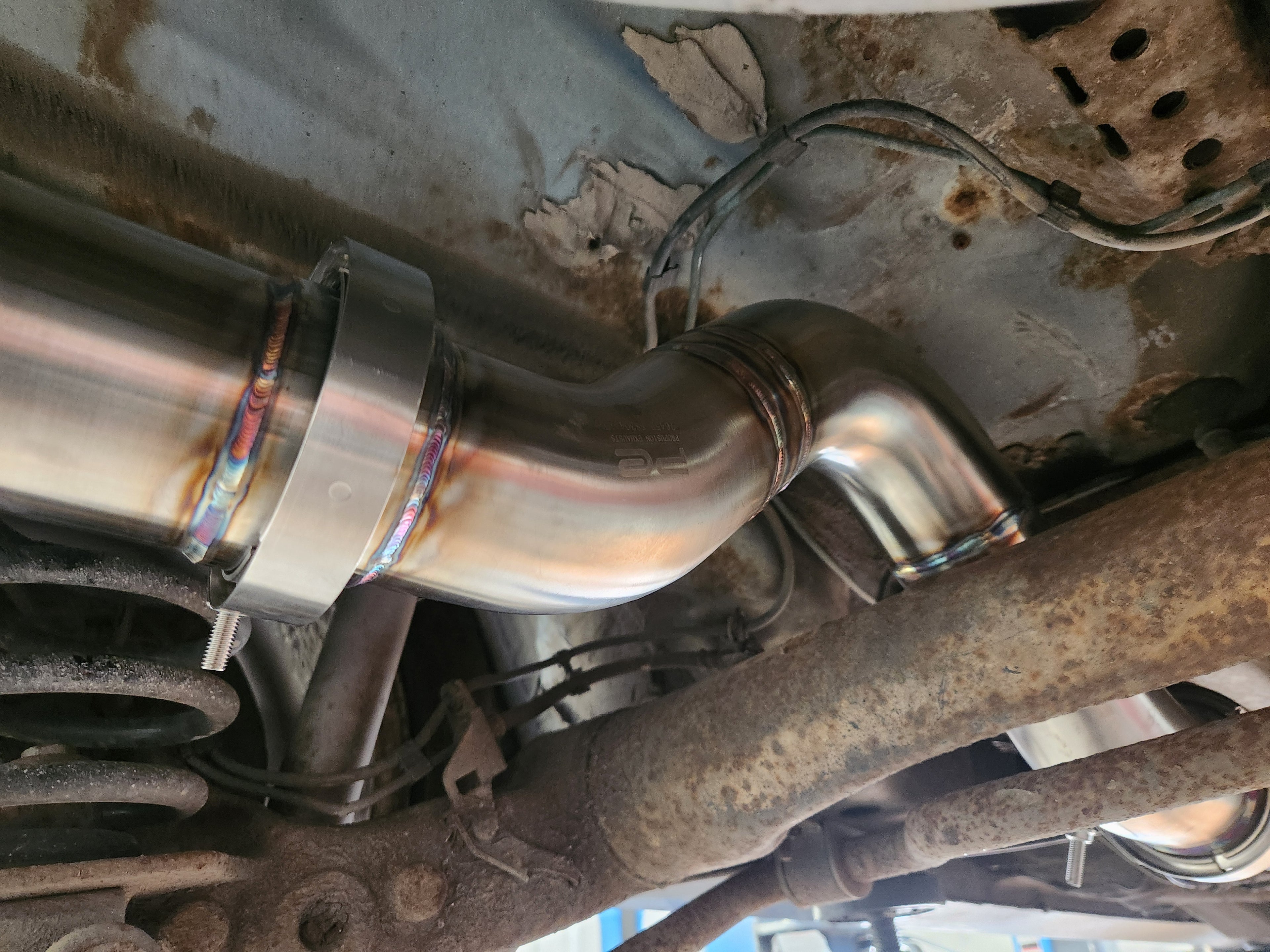 Fully back purged TIG welded stainless steel 3" exhaust system, fitted to Vauxhall Meriva.